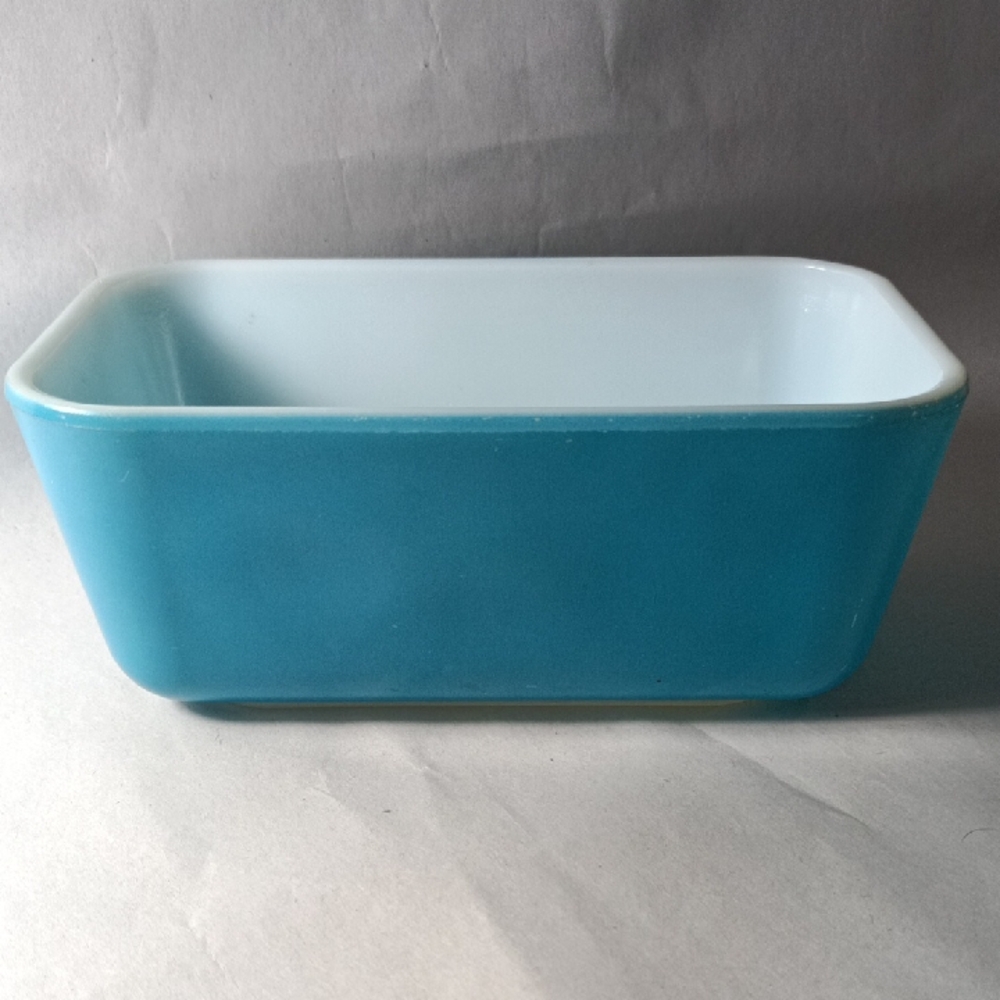 Vintage Pyrex #502-B Turquoise Blue Oblong Refrigerator Dish No Lid